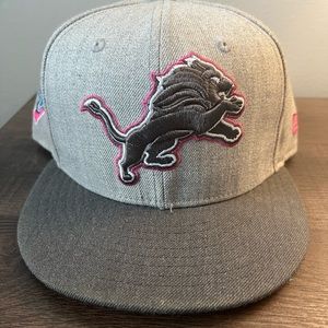 Detroit Lions Fitted Hat Breast Cancer Awareness